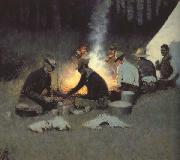 Frederic Remington The Hunter's Supper (mk43) oil painting reproduction